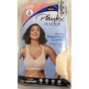 Playtex 18 Hour Womens Bra Size 42C Cream Wireless Cooling Band No Slip Strap